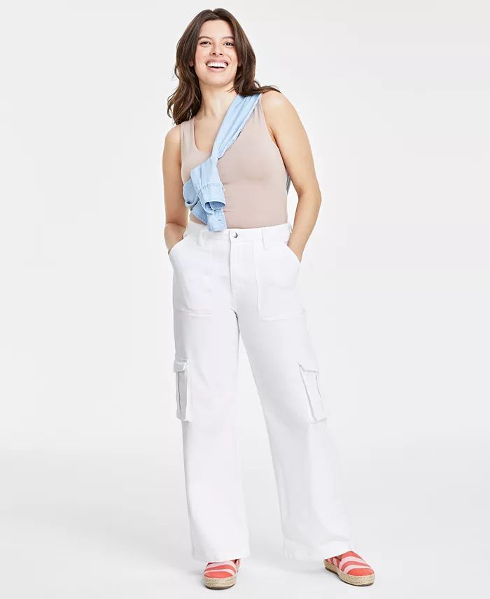 Women's High Rise Utility Cargo Jeans, Created for Macy's | Macy's
