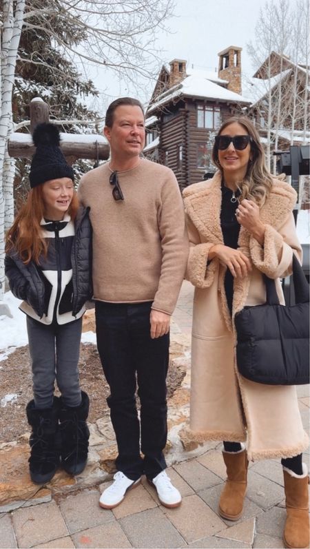 Winter outfit idea family edition. What we wore in Vail. Love this coat and the set, super comfortable and warm. Abbie is loving her outfit, super warm and cute. Eric’s outfit is very cozy and warm as well. Everything fits true to size. 

#LTKfamily #LTKstyletip #LTKSeasonal