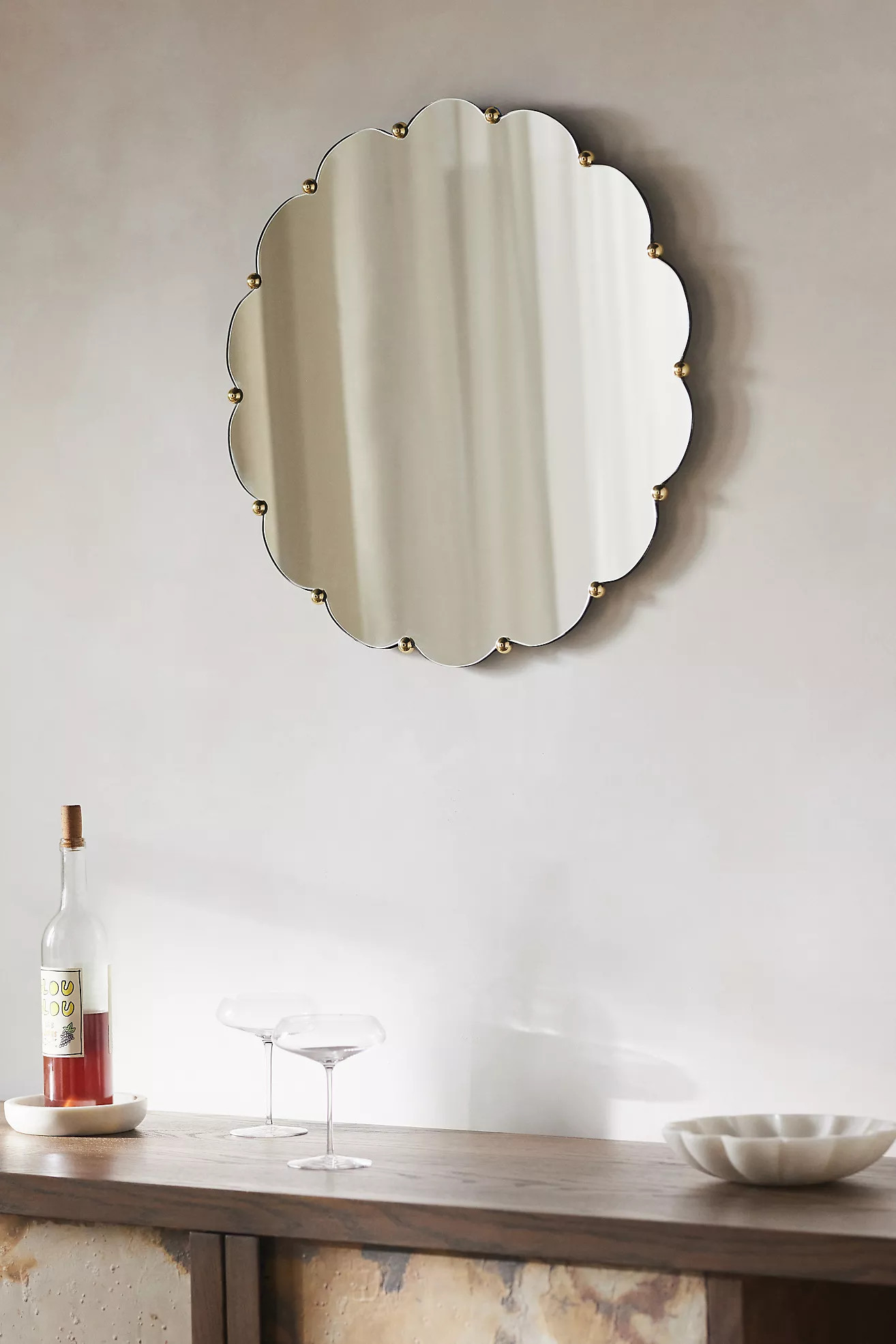 Cosette Brass Scalloped Round Wall Mirror | Anthropologie (US)