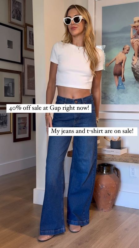 Get 40% off my shirt and jeans at checkout! 

Gap sale, denim on sale, wide leg jeans, cropped white tee, sweetteawithmadi, Madi messer 

#LTKstyletip #LTKsalealert