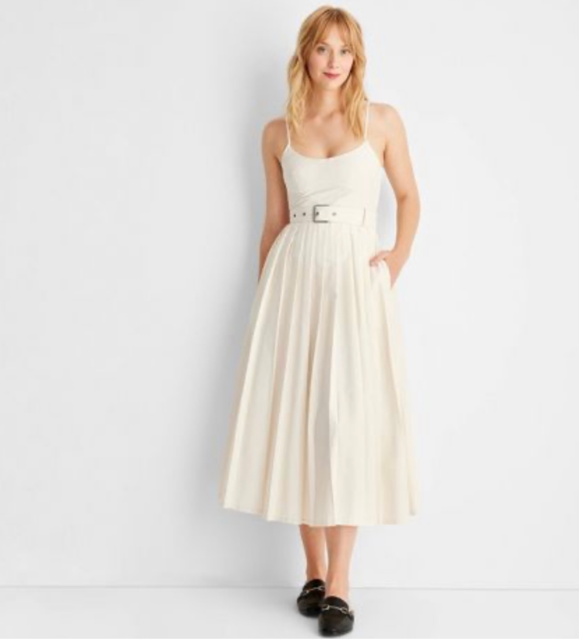 Strappy pleated midi discount dress