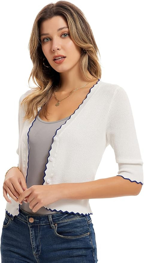 GRACE KARIN Women’s Sweater Cropped Cardigan Knit Shrugs for Dresses Tops Button Down Lightweig... | Amazon (US)