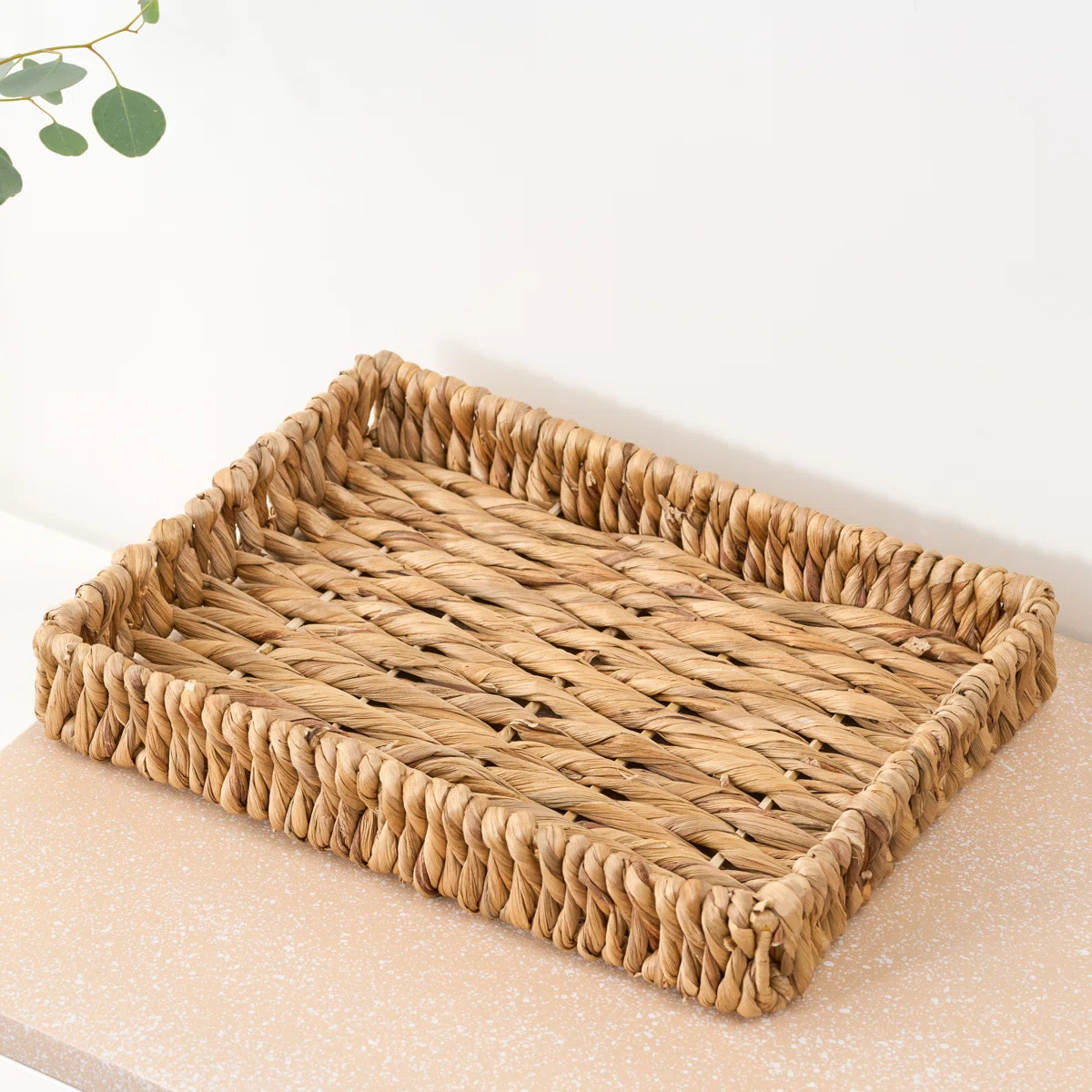 SOL HOME Isidore Water Hyacinth Woven Rectangular Kitchen and Serving Trays (Set of 2) - 13.7" x ... | Wayfair North America