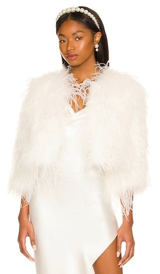 Bubish Dahlia Feather Jacket in White. - size M-L | Revolve Clothing (Global)