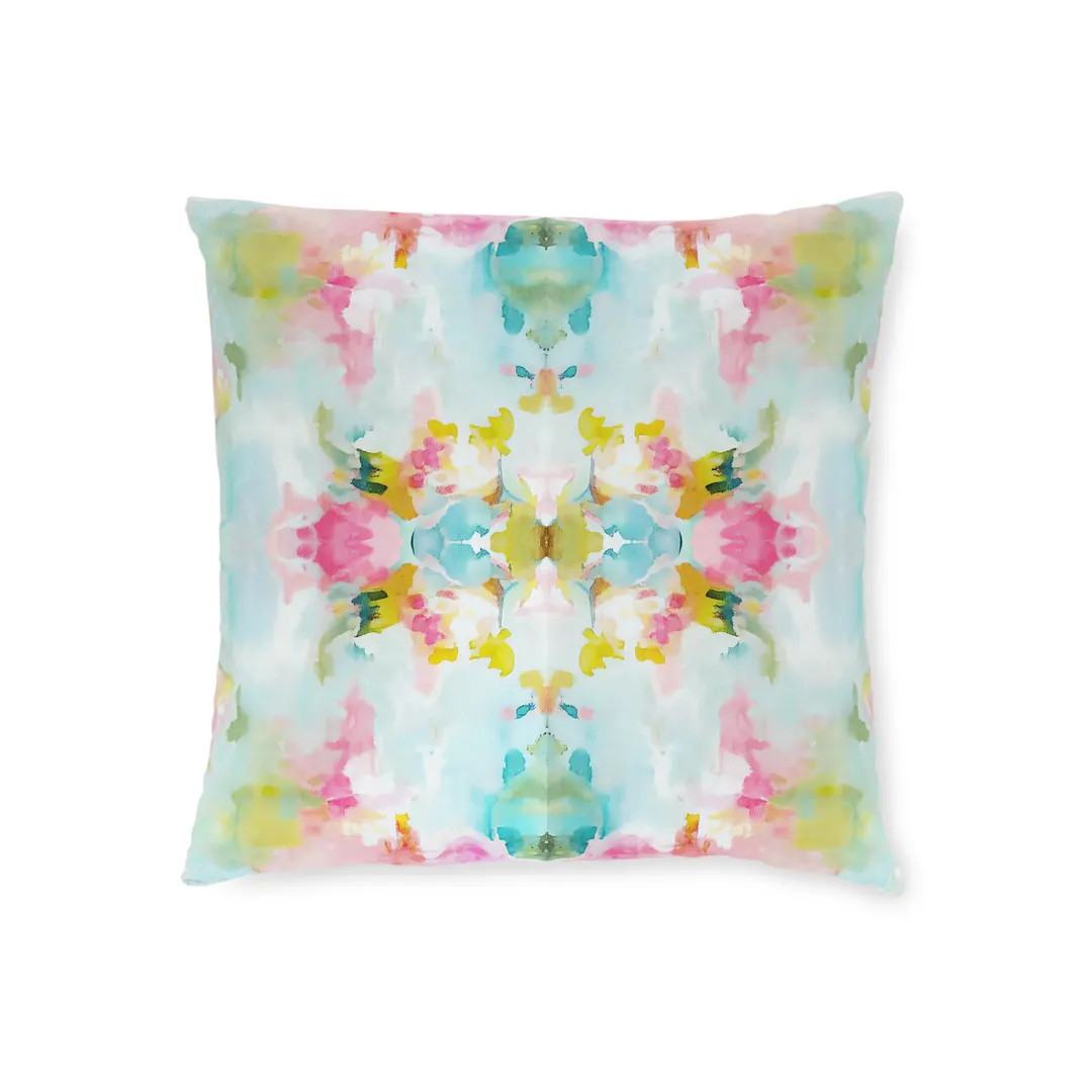 Mirrored art throw pillow cover pastel blue pink watercolor pillow case abstract art home decor c... | Etsy (US)