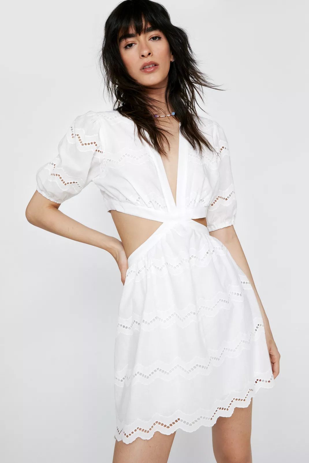 Broderie Cut Out Mini Dress | NastyGal (UK, IE)