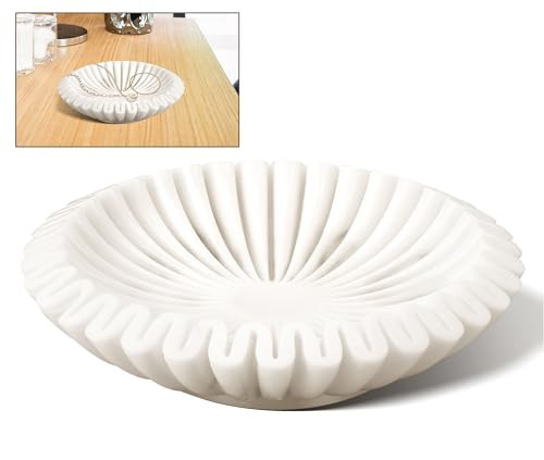 Decorative Ruffle Bowl, Marble Stone Bowl Scallop Tray, 10in 63.3oz Ruffle Marble Decorative Bowl, for Fruit, for Home Decor Gifts, Gugxiom4fh7my59n8 | Amazon (US)
