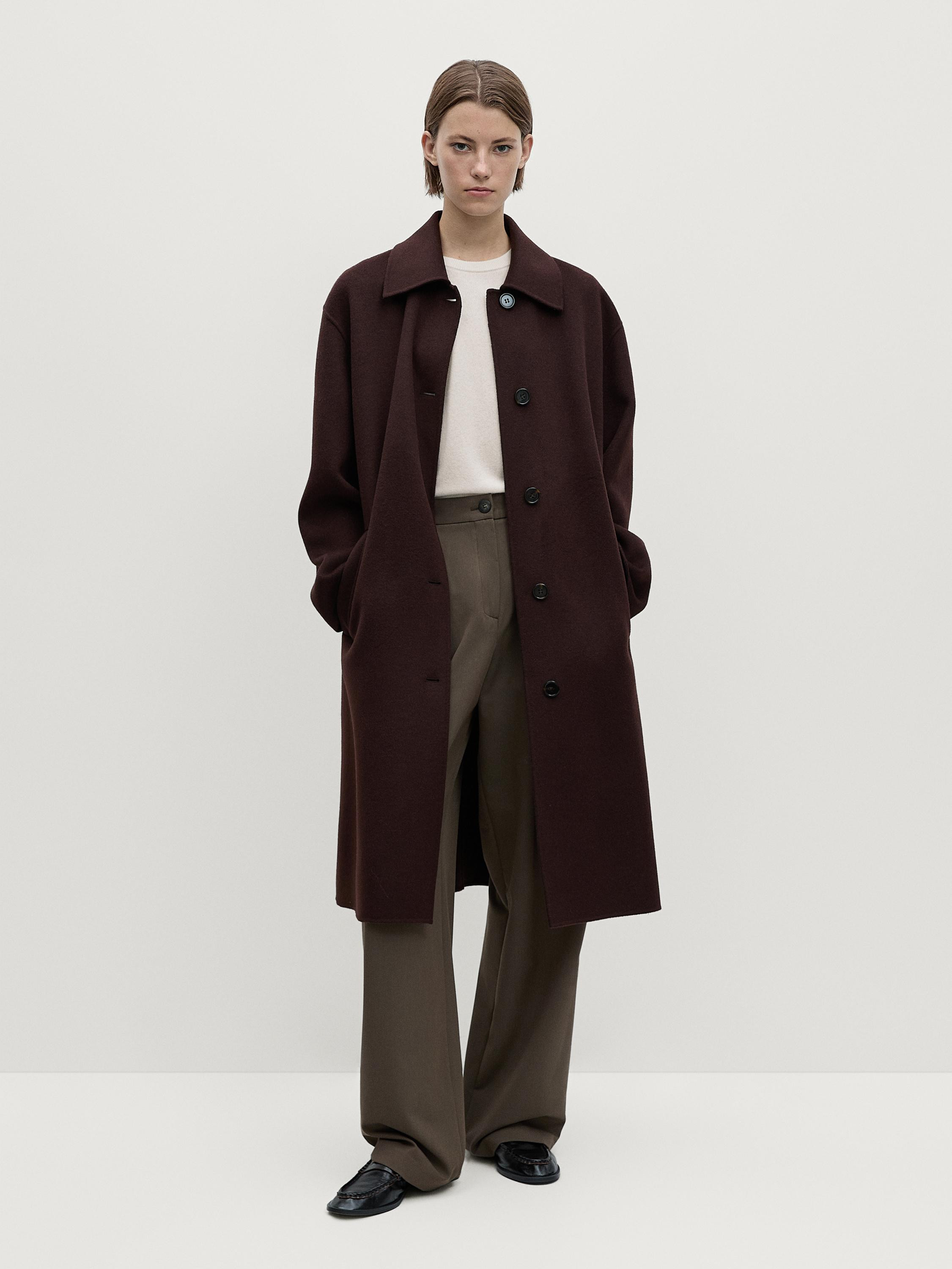 Long wool blend coat | Massimo Dutti UK