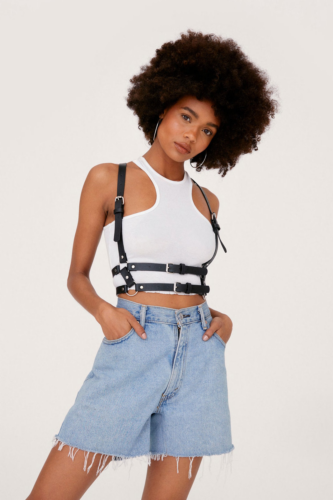 Faux Leather Croc O Ring Detail Harness Belt | Nasty Gal (US)