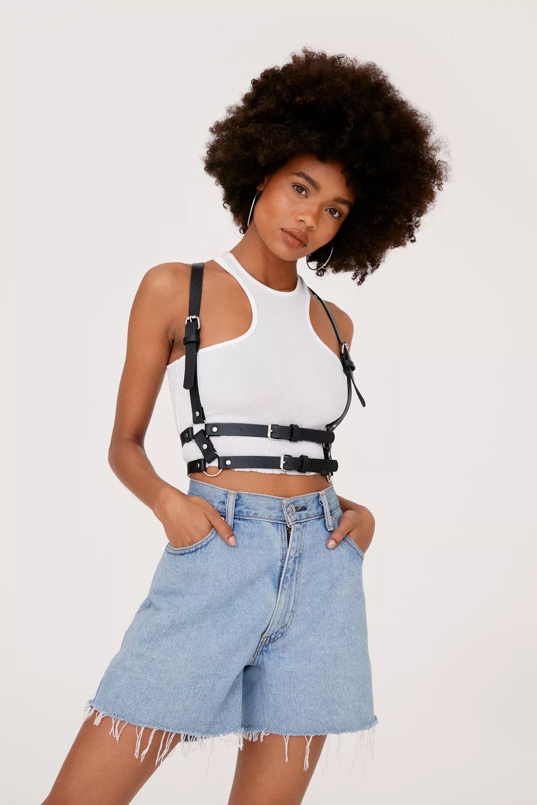 Faux Leather Croc O Ring Detail Harness Belt | NastyGal (UK, IE)