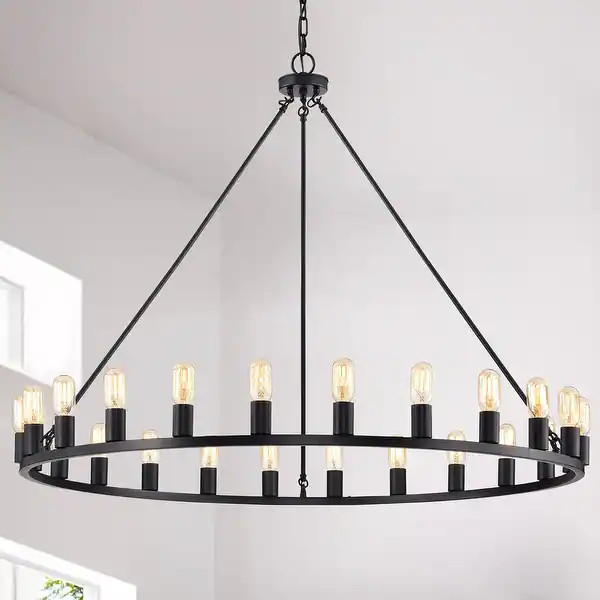 The Gray Barn Liam 48-inch Round Wagon Wheel 24-light Chandelier | Bed Bath & Beyond
