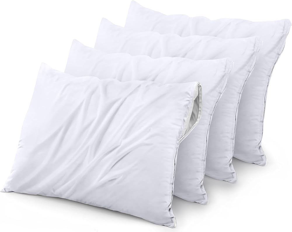 Utopia Bedding Waterproof Pillow Protector Zippered (4 Pack) Queen – Bed Bug Proof Pillow Encas... | Amazon (US)