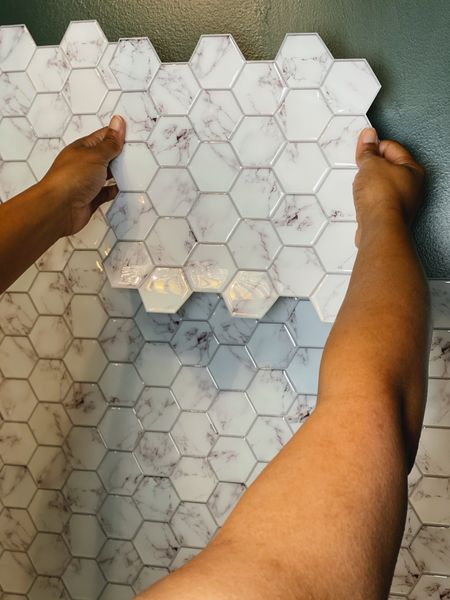 Peel and stick marble tiles for our wet bar. This is a Renter friendly #diy project too! 

#LTKhome