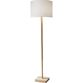 Adesso Floor Lamp with Natural Rubberwood Base and White Linen Lampshade – 3-Way Adjustable Bri... | Amazon (US)