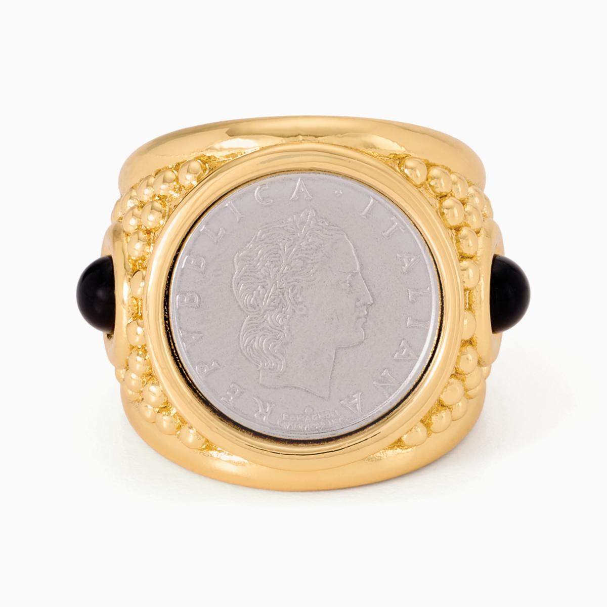 Bellezza 50 Lira Coin Black Onyx Ring | HSN