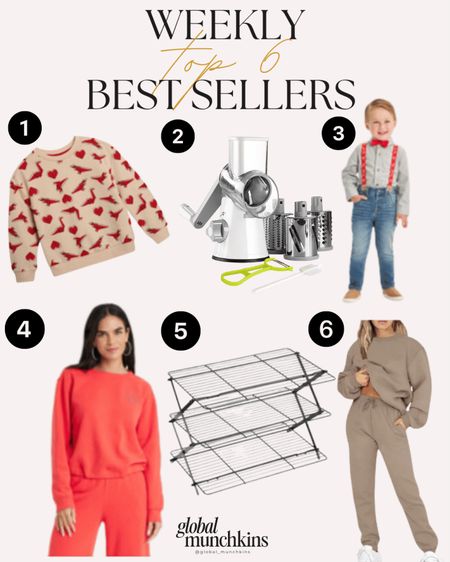 Last week top 6 best sellers! Our favorite Valentines outfits and best cheese grater and cooking rack for my famous cookies!

#LTKsalealert #LTKstyletip #LTKhome
