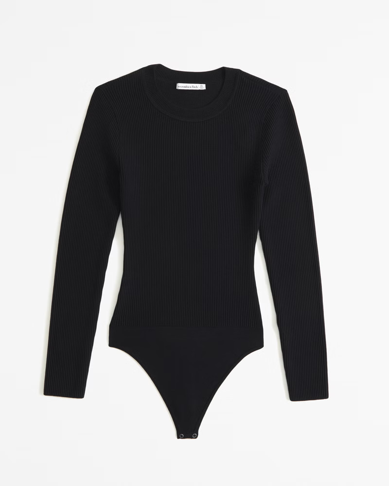 Abercrombie & Fitch Women's Long-Sleeve Ottoman Crew Bodysuit in Black - Size XXS | Abercrombie & Fitch (US)