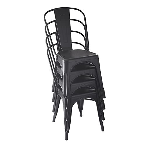 Amazon Basics Metal Dining Chairs - Set of 4, Black | Amazon (US)