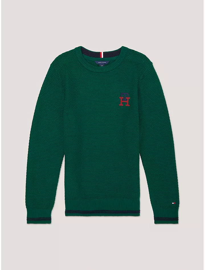 Kids' TH Logo Cotton Sweater | Tommy Hilfiger | Tommy Hilfiger (US)