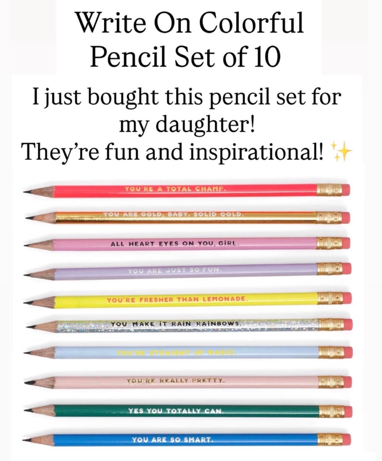 These are the cutest pencils for kids! I love when my daughter uses these. Best little messages on each pencil.

#LTKKids