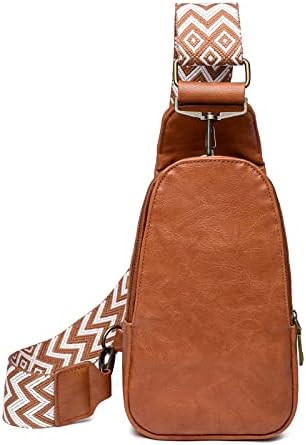 Women Chest Bag Sling Bag Small Crossbody PU Leather Satchel Daypack Shoulder backpack for traveling | Amazon (US)
