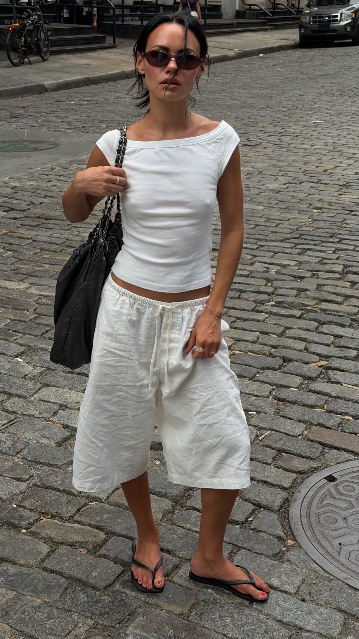 NYC summer OOTD gap white capri pants + organic cotton off the shoulder top

#LTKgrwm #LTKdayinmylife #LTKootd