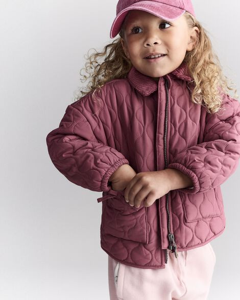 Toddler Girl Quilted Barn Jacket - Burgundy | Carter's Inc