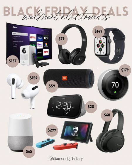 Walmart Electronics | Walmart Black Friday | Nest Thermostat | Apple Watch | Wireless Speaker | AirPods | Projector | Beats | Cordless Headphones | Nintendo Switch 

#LTKCyberweek #LTKGiftGuide #LTKHoliday