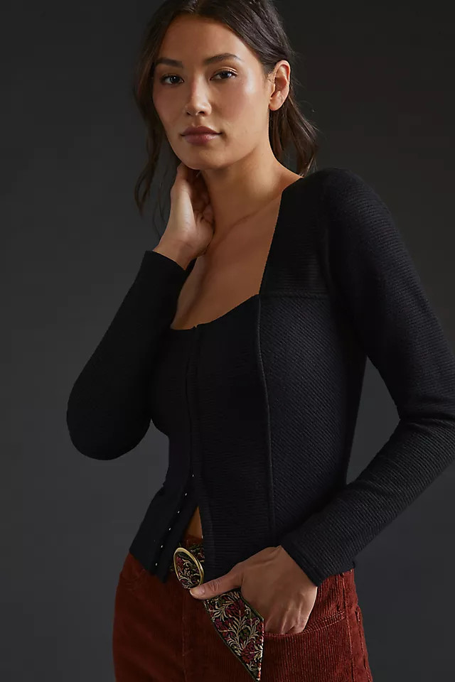 Ribbed Corset-Seamed Top | Anthropologie (US)