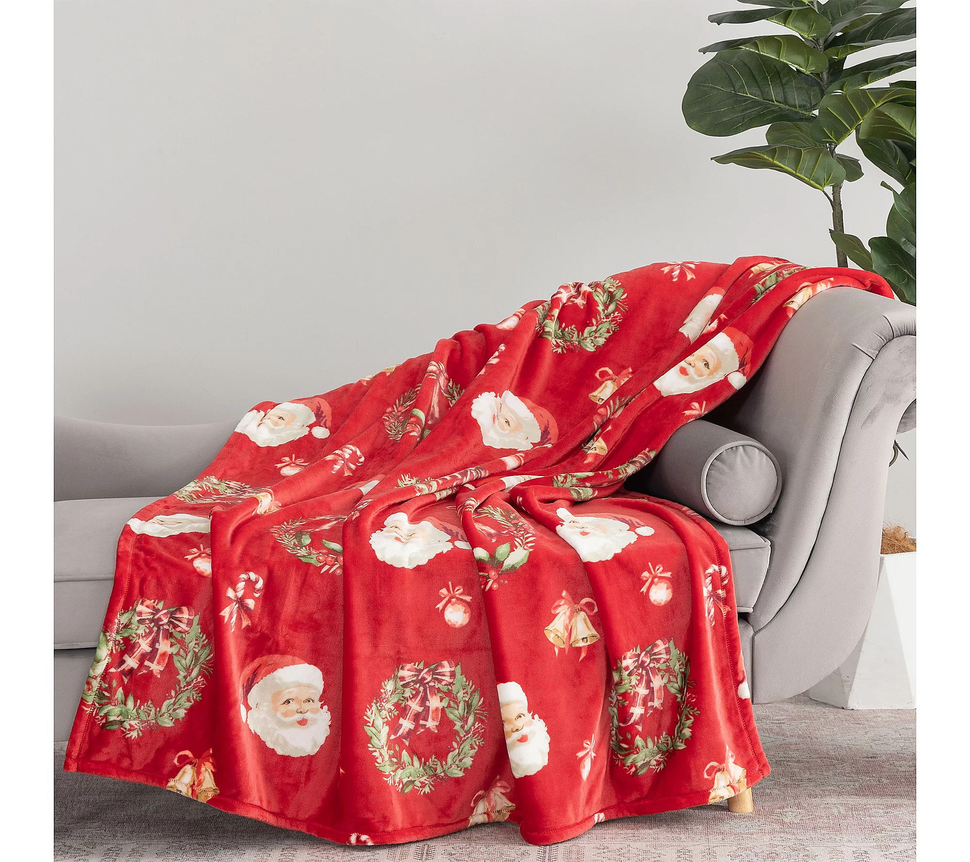As Is Berkshire Oversized Holiday Throw with Plush | QVC