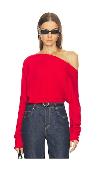 Yolaine Cashmere Off-shoulder Sweater in Red | Revolve Clothing (Global)