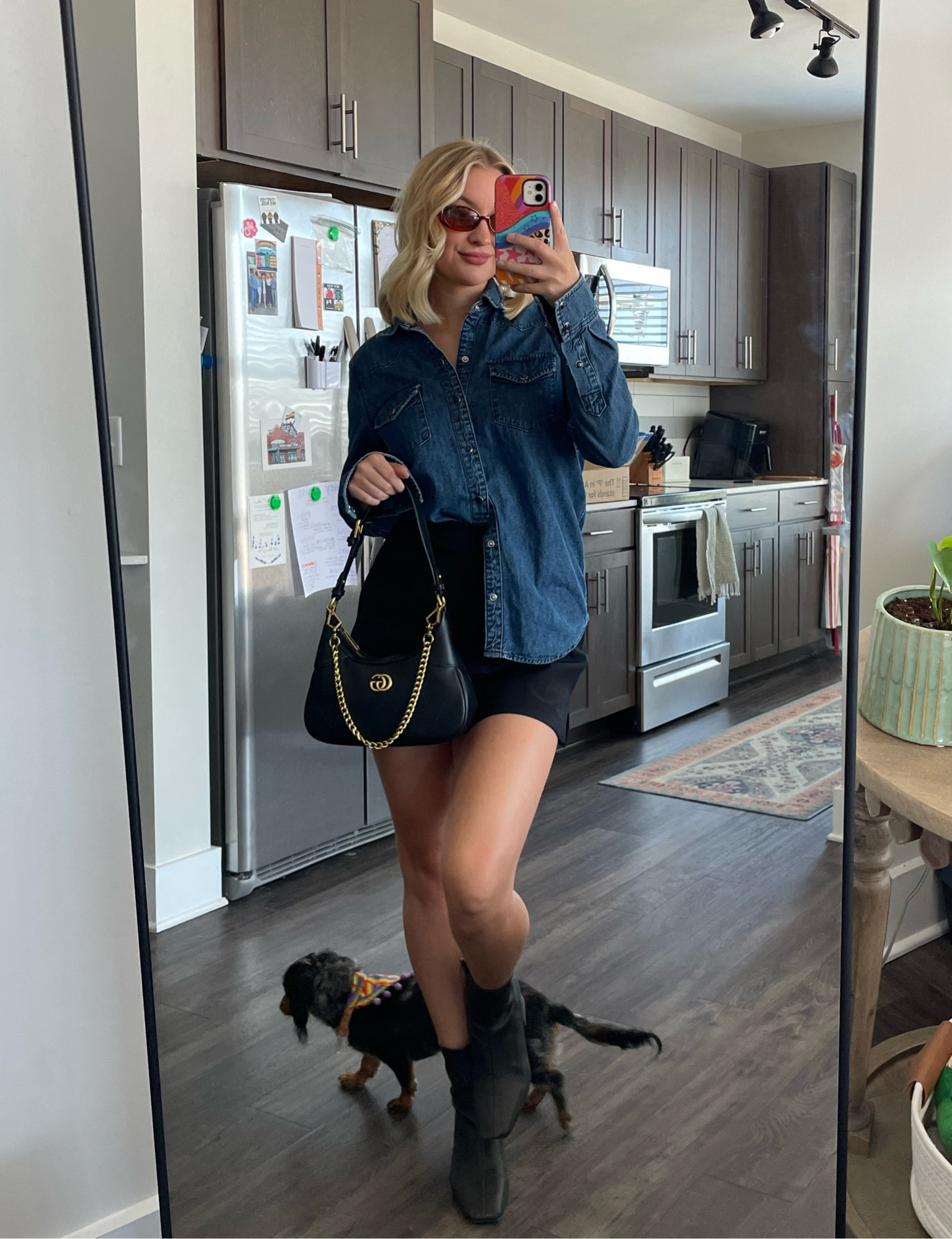 this skirt has built in shorts and is a perfect transitional piece for your wardrobe!! I can’t wait to wear a fun sweater and knee-high boots with it 🤩

black mini skirt, date night outfit, denim shirt, style tips, cute summer outfit, Nordstrom boots, black boots, ootd inspo, easy outfits, Parisian style 

#LTKstyletip #LTKunder50 #LTKSale