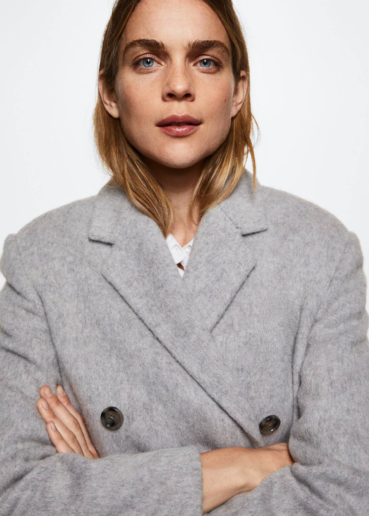 Wool double-breasted coat -  Women | Mango United Kingdom | MANGO (UK)