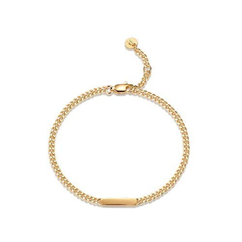 PAVOI 14k Gold Plated Lightweight Curb Link Bracelet | Bracelet for Women (Yellow Plated, Curb Link) | Amazon (US)