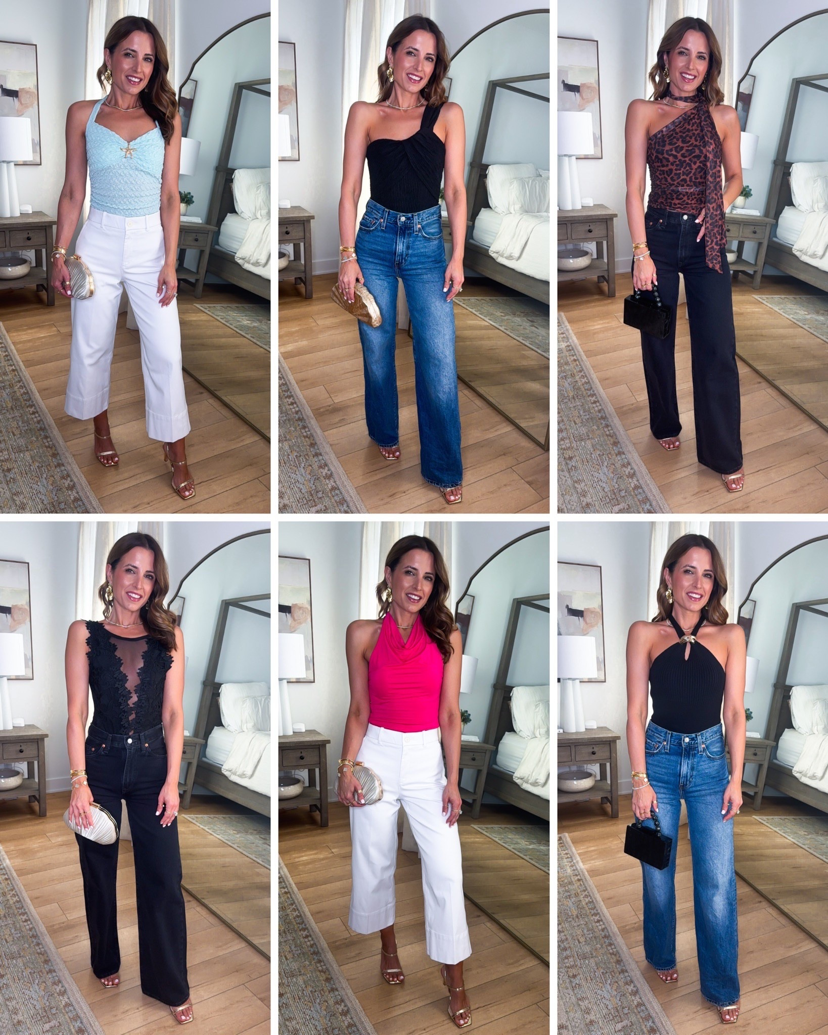 Amazon date night outfits. Amazon concert outfits. Girls night out. Concert outfits. Amazon date night tops. Vacation outfits. XS in tops and size 24 in wide leg jeans, color ‘polar perimeter’ and ‘Rosie posie’. XS petite in white wide leg pants. Heels are TTS. 


#LTKFestival #LTKPetite #LTKootd