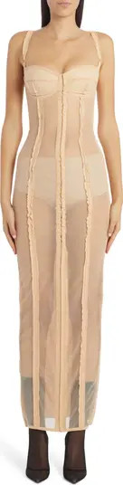 Kim Marquisette Corset Midi Dress | Nordstrom