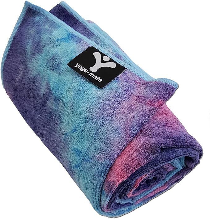 Yoga Mate Soft, Sweat Absorbent, Non-Slip Bikram Yoga Mat Size Towel, Blue & Pink Tie Dye | Blue ... | Amazon (US)