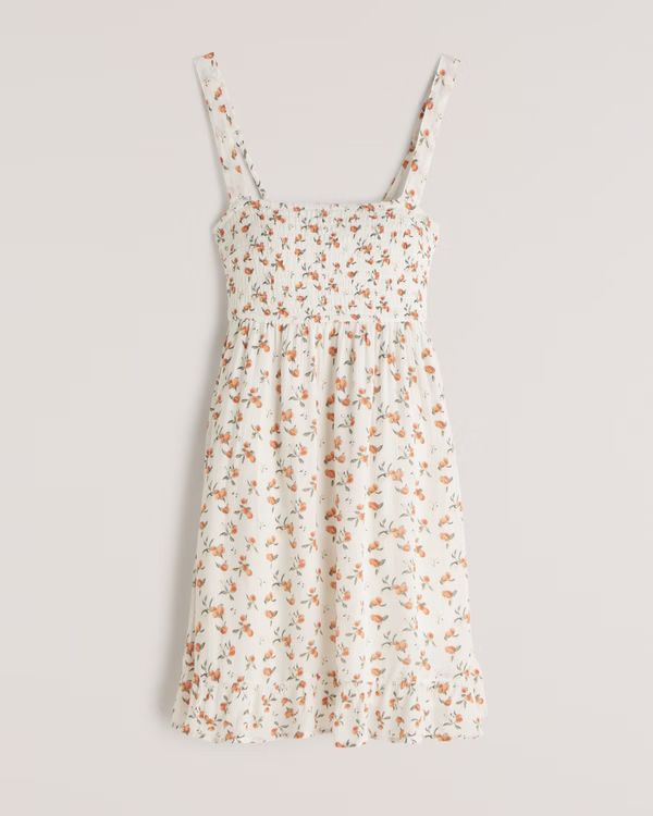 Smocked Squareneck Mini Dress | Abercrombie & Fitch (US)