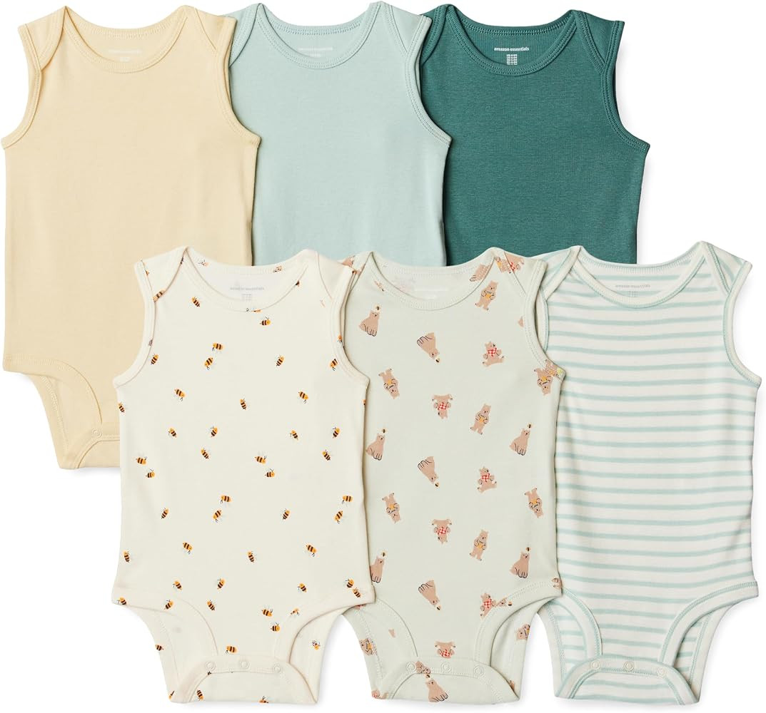 Amazon Essentials Unisex Babies' Sleeveless Cotton Rib Bodysuits, Pack of 6 | Amazon (US)