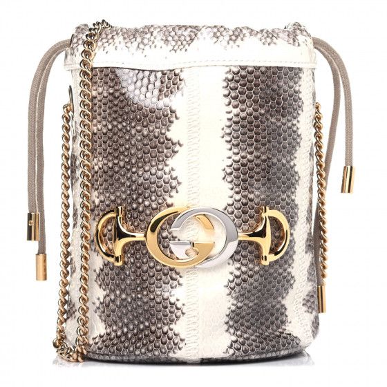 GUCCI Snakeskin Mini Zumi Bucket Bag Grey | FASHIONPHILE | Fashionphile