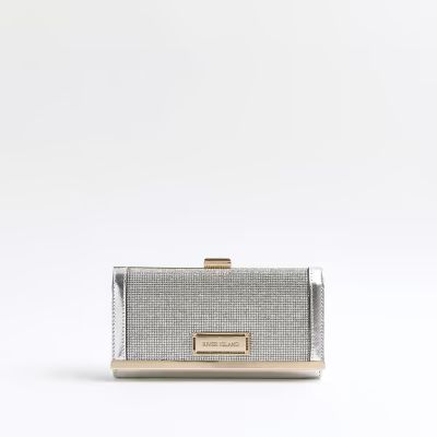 Silver diamante embellished purse | River Island (UK & IE)