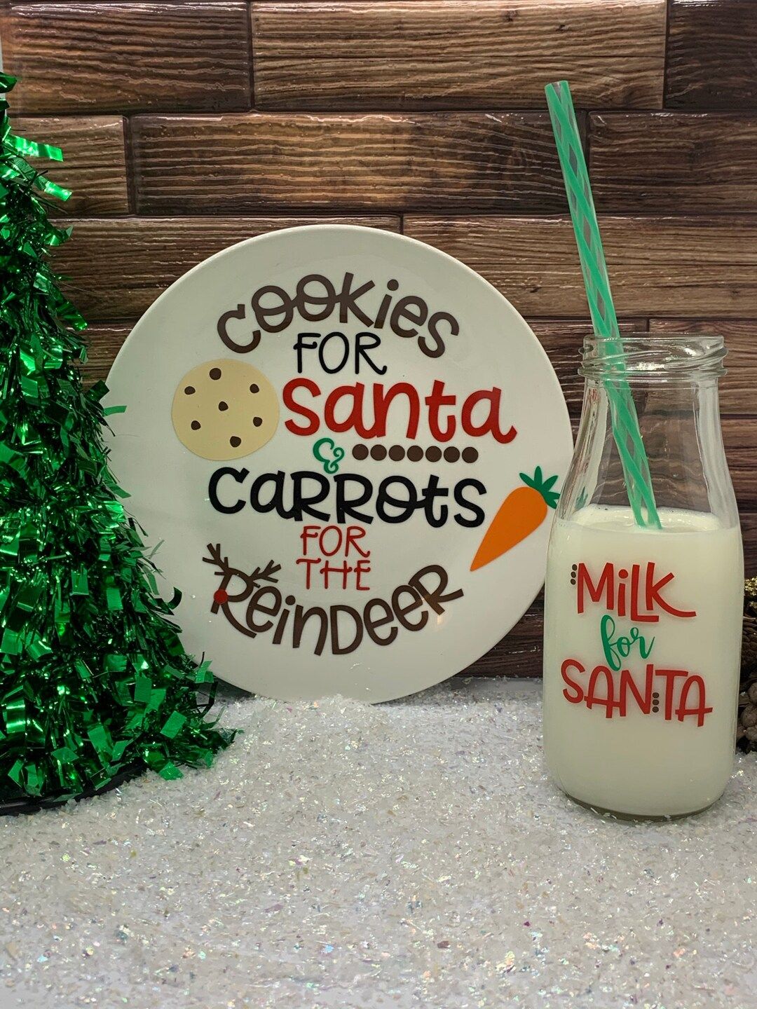 Cookies and Milk for Santa / Cookies for Santa & Carrots for the Reindeer Plate and Milk for Santa J | Etsy (US)