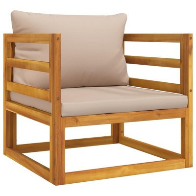 vidaXL Garden Chair - Taupe Cushions, Solid Acacia Wood Construction, Modular Design for Customizable Seating | Target