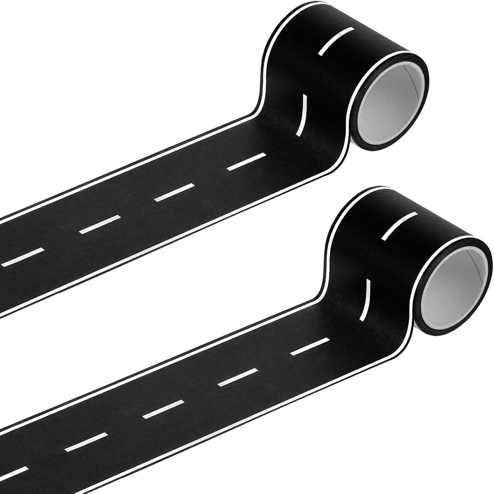 2 Pack Black Road Track Tape, 32.8 Ft Long x 2 In Wide Toy Car Track Roadway Finish Line Tapes fo... | Amazon (US)
