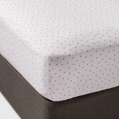 Micro Heart Fitted Sheet Separates Coral - Pillowfort™ | Target
