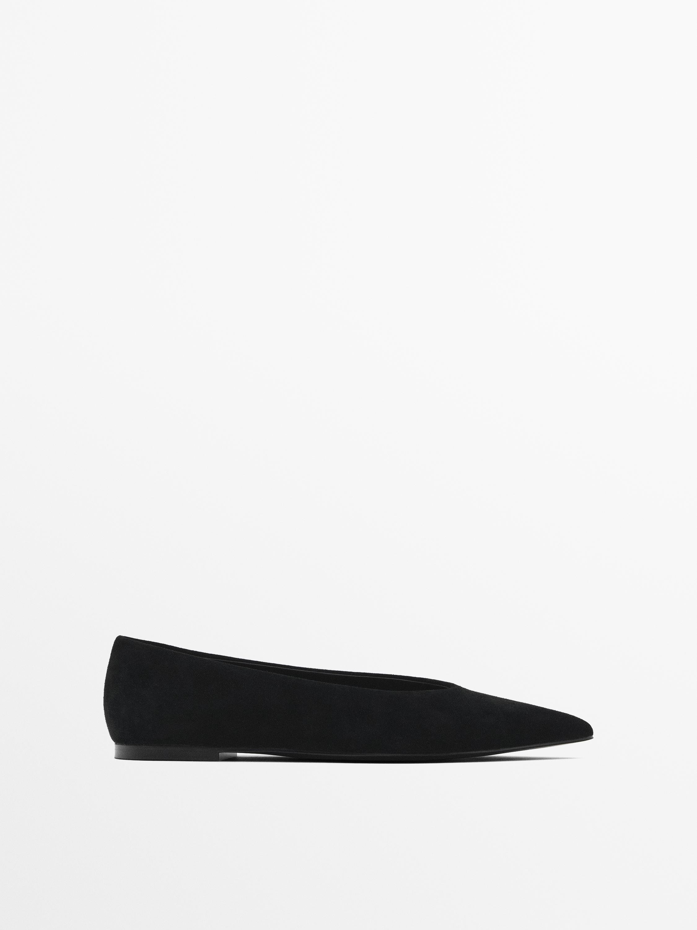 Ballet flats with pointed toe  $149.00 Made with cowhide leather. Plain upper with matching topst... | Massimo Dutti US