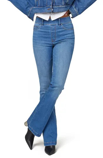 SPANX® Flare Leg Pull-On Jeans in Vintage Indigo at Nordstrom Rack, Size Large P | Nordstrom Rack