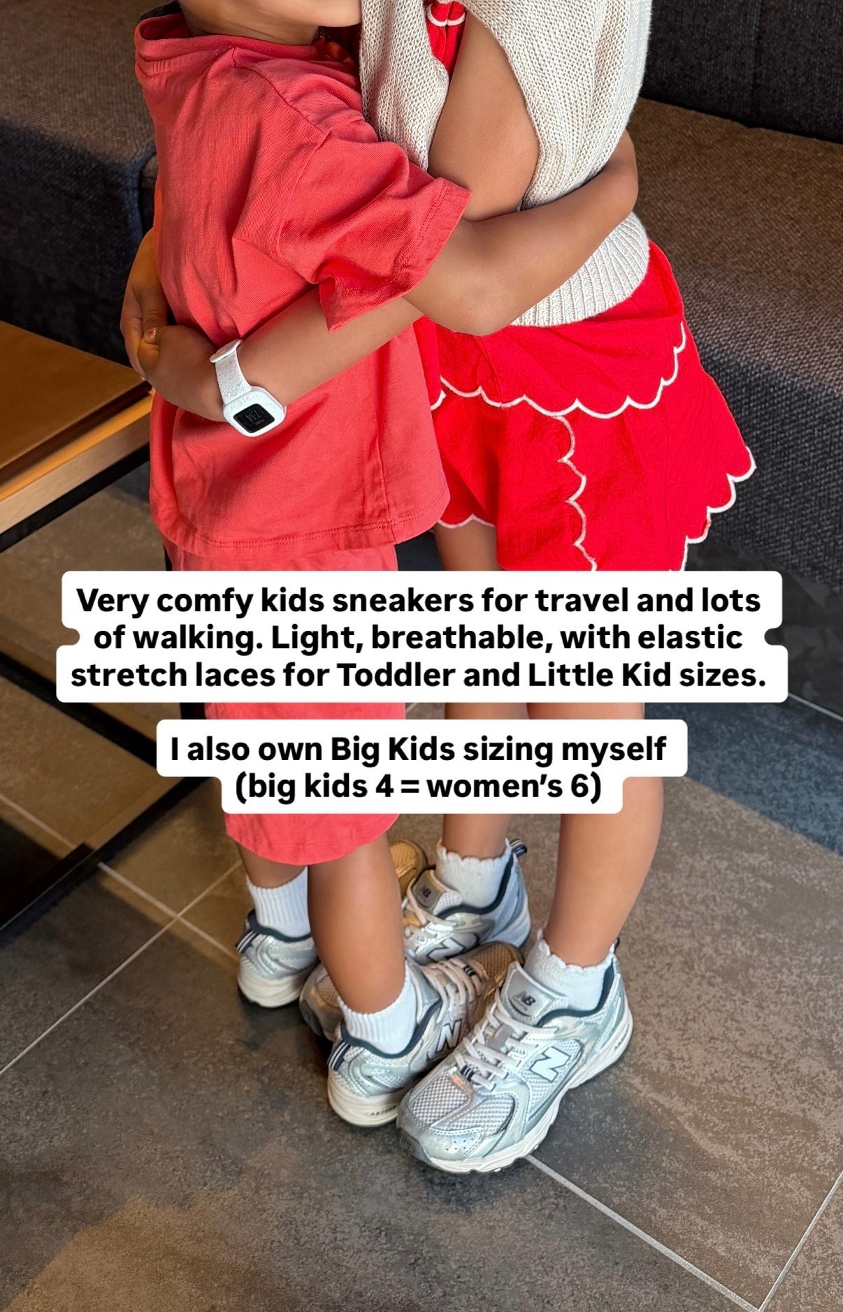 I linked all three size types below so be sure to check! Socks also linked.
• Toddler is true to size
• Little Kids seems to run a little small, I sized up for Nori compared to her adidas  
• Big Kids fits me (big kids 4 = women’s 6)

Love Zara matching sets for boys and jcrew set for girls. Nori’s watch is no longer made but linked similar 

Best Kids comfy travel sneakers for lots of walking

#LTKTravel #LTKKids