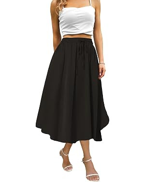 Maxi Skirts for Women with Pockets Summer 2025 Solid Black | Amazon (US)