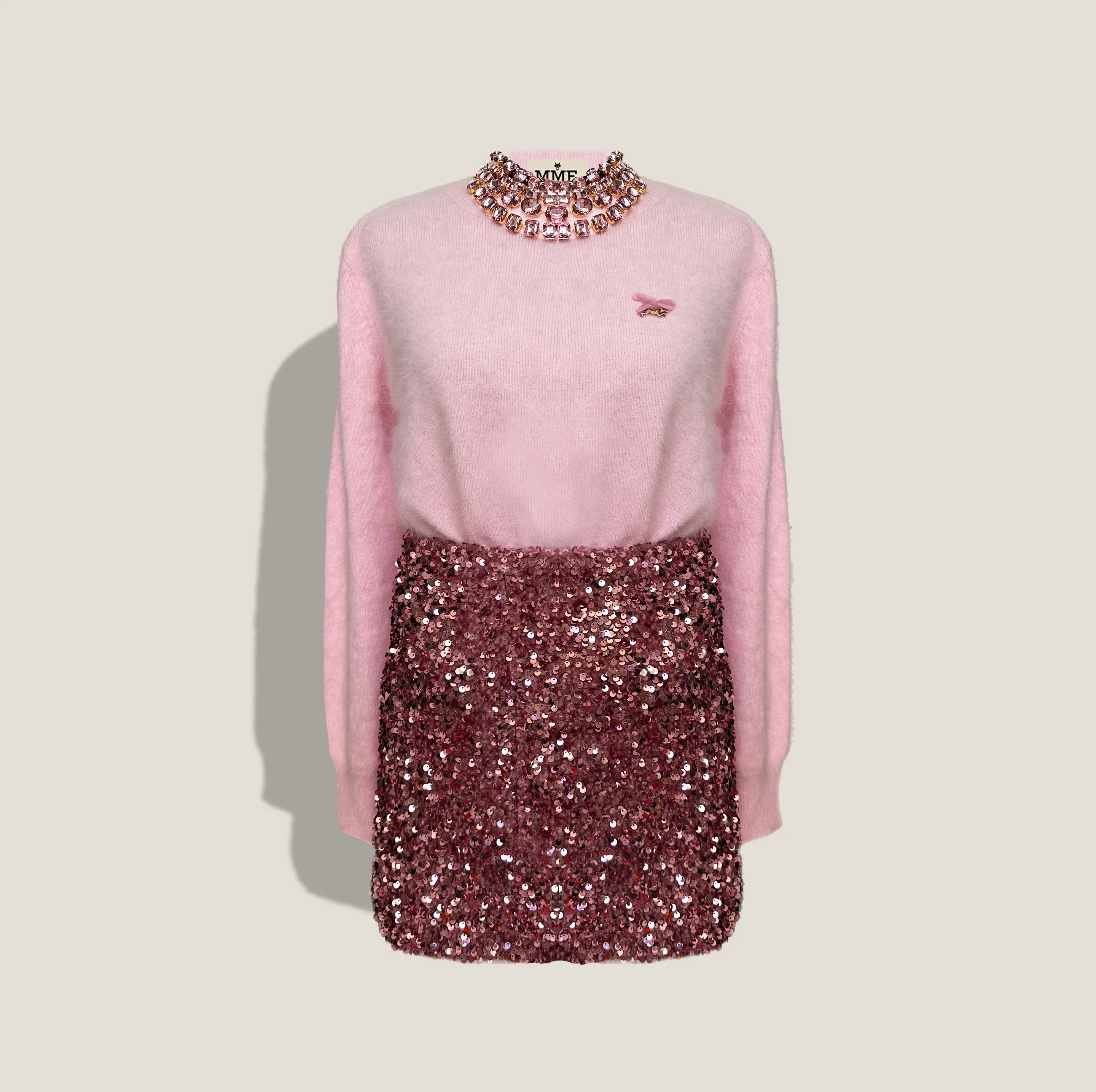 MME. "SEQUIN" SOCIAL Skirt - CHAMPAGNE PINK | MME.MINK